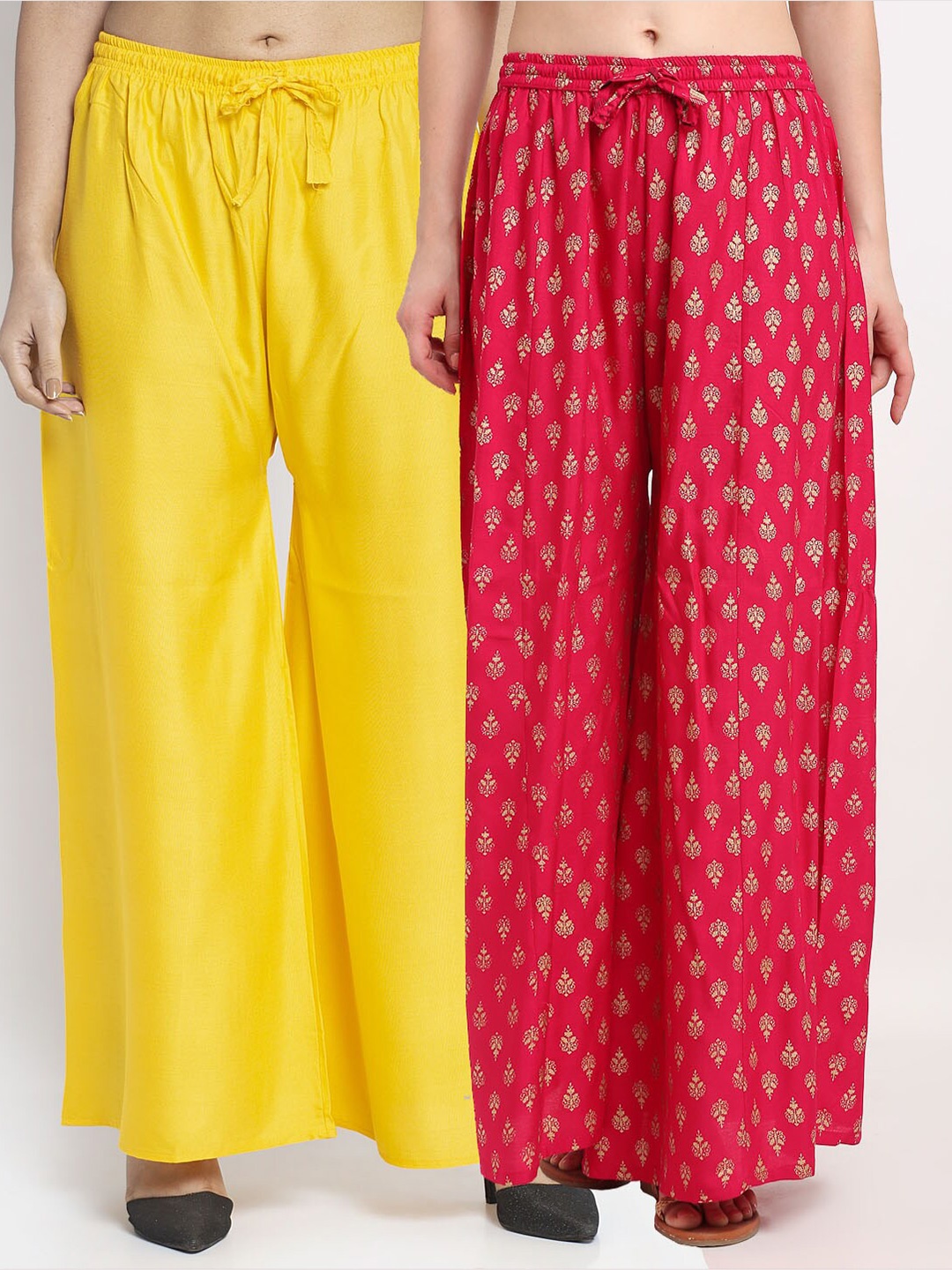 GRACIT Women Set of 2 Yellow & Red Ethnic Motifs Printed Flared Knitted Ethnic Palazzos
GRACIT Women Set of 2 Yellow & Red Ethnic Motifs Printed Flared Knitted Ethnic Palazzos