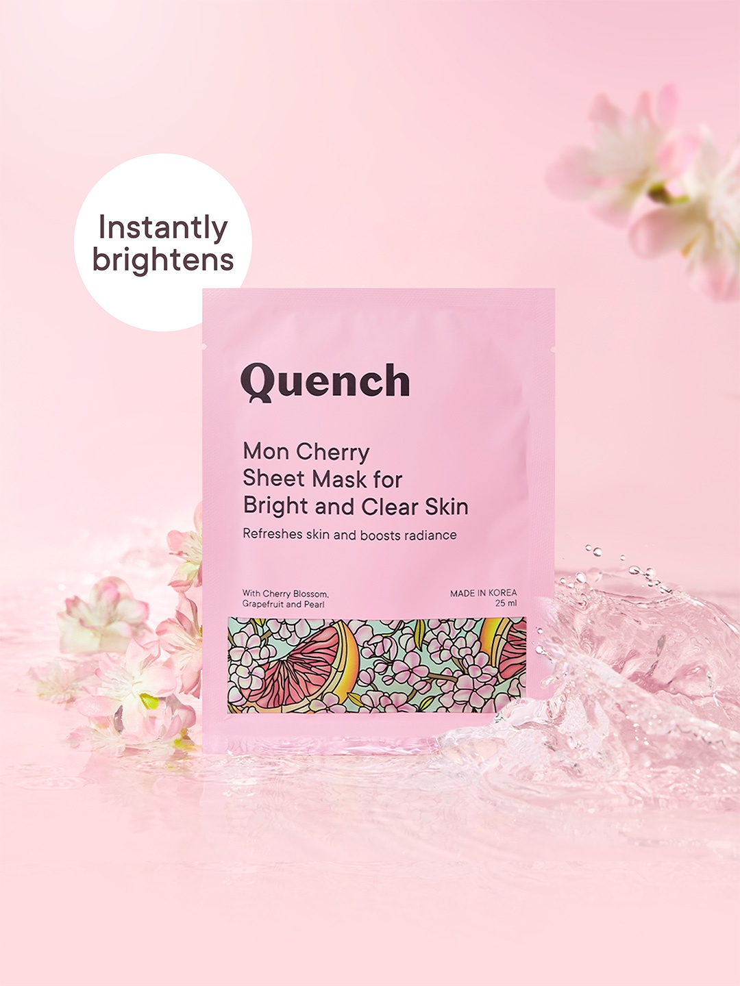 Quench Brightening Korean Sheet Mask with Cherry Blossom Radiance for Glowing Skin - 25 ml, Pink
Quench Brightening Korean Sheet Mask with Cherry Blossom Radiance for Glowing Skin - 25 ml, Pink