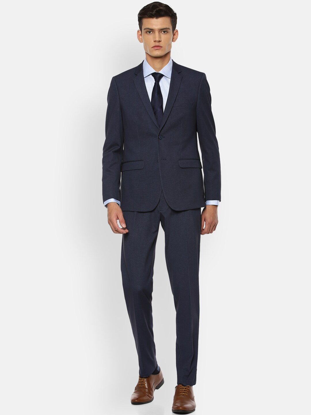 Van Heusen Men Navy Blue Self Design Single-Breasted Slim Fit 2-Piece Formal Suit
Van Heusen Men Navy Blue Self Design Single-Breasted Slim Fit 2-Piece Formal Suit