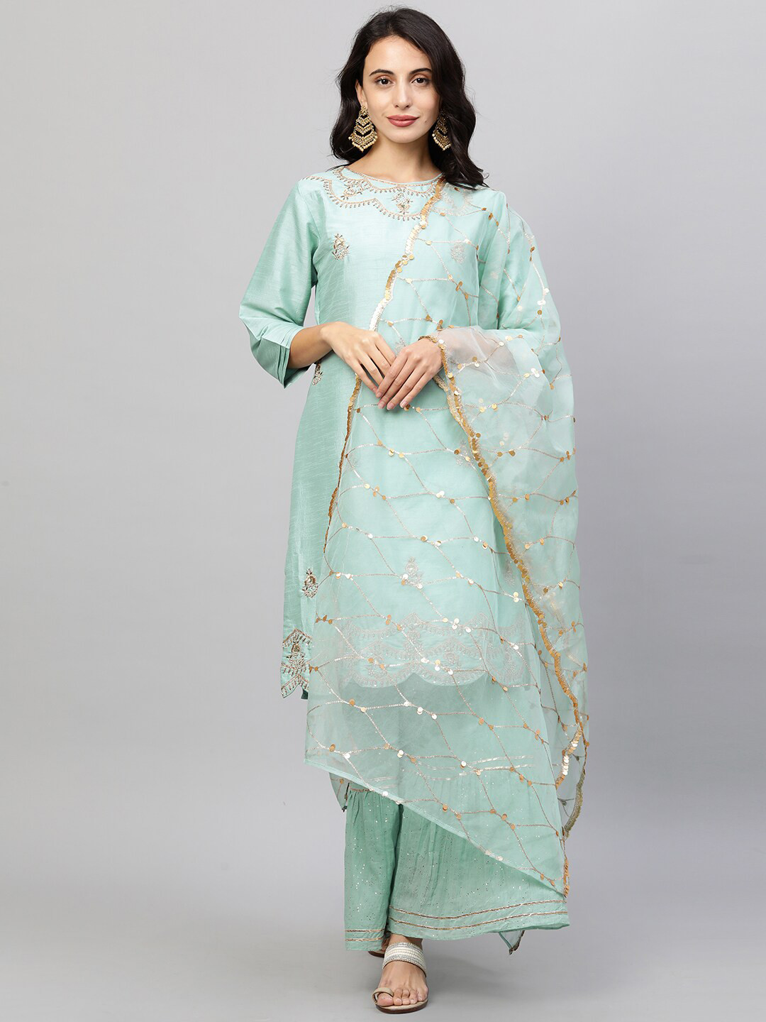 FASHOR Women Blue Ethnic Motifs Embroidered Regular Raw Silk Kurta with Churidar & With Dupatta
FASHOR Women Blue Ethnic Motifs Embroidered Regular Raw Silk Kurta with Churidar & With Dupatta