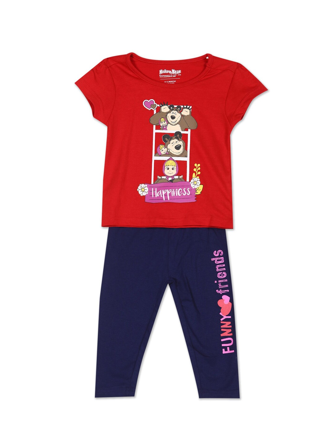Colt Girls Red & Blue Printed T-shirt with Trousers