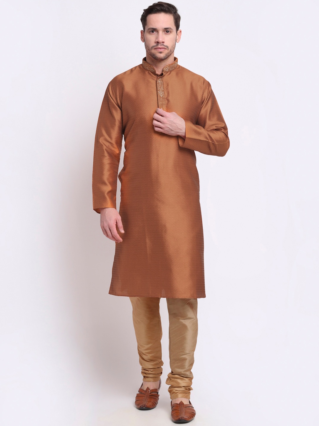 KRAFT INDIA Men Rust Regular Kurta with Churidar