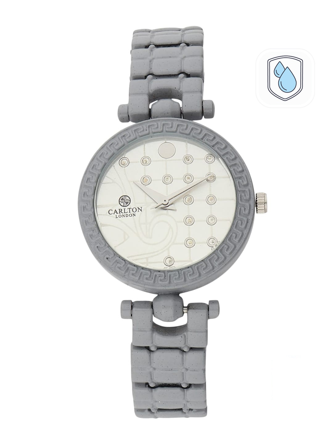 Carlton London Women Silver-Toned Embellished Dial & Silver Toned Stainless Steel Bracelet Style Straps Watch
Carlton London Women Silver-Toned Embellished Dial & Silver Toned Stainless Steel Bracelet Style Straps Watch