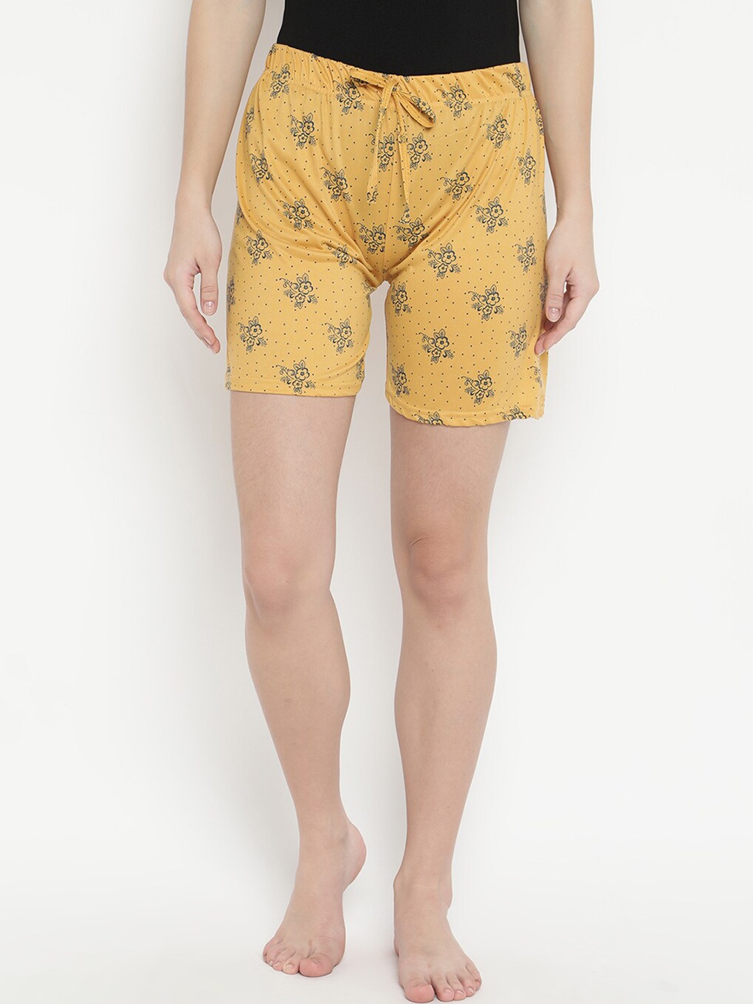 V2 Value & Variety Women Mustard Floral Printed Regular Shorts