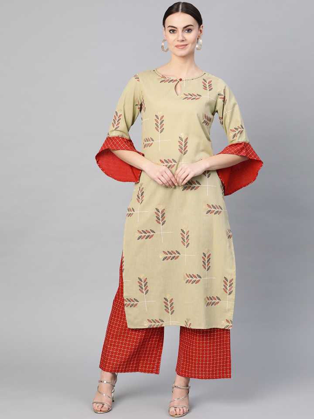 Yuris Women Beige Ethnic Motifs Printed Regular Pure Cotton Kurti with Palazzos
Yuris Women Beige Ethnic Motifs Printed Regular Pure Cotton Kurti with Palazzos