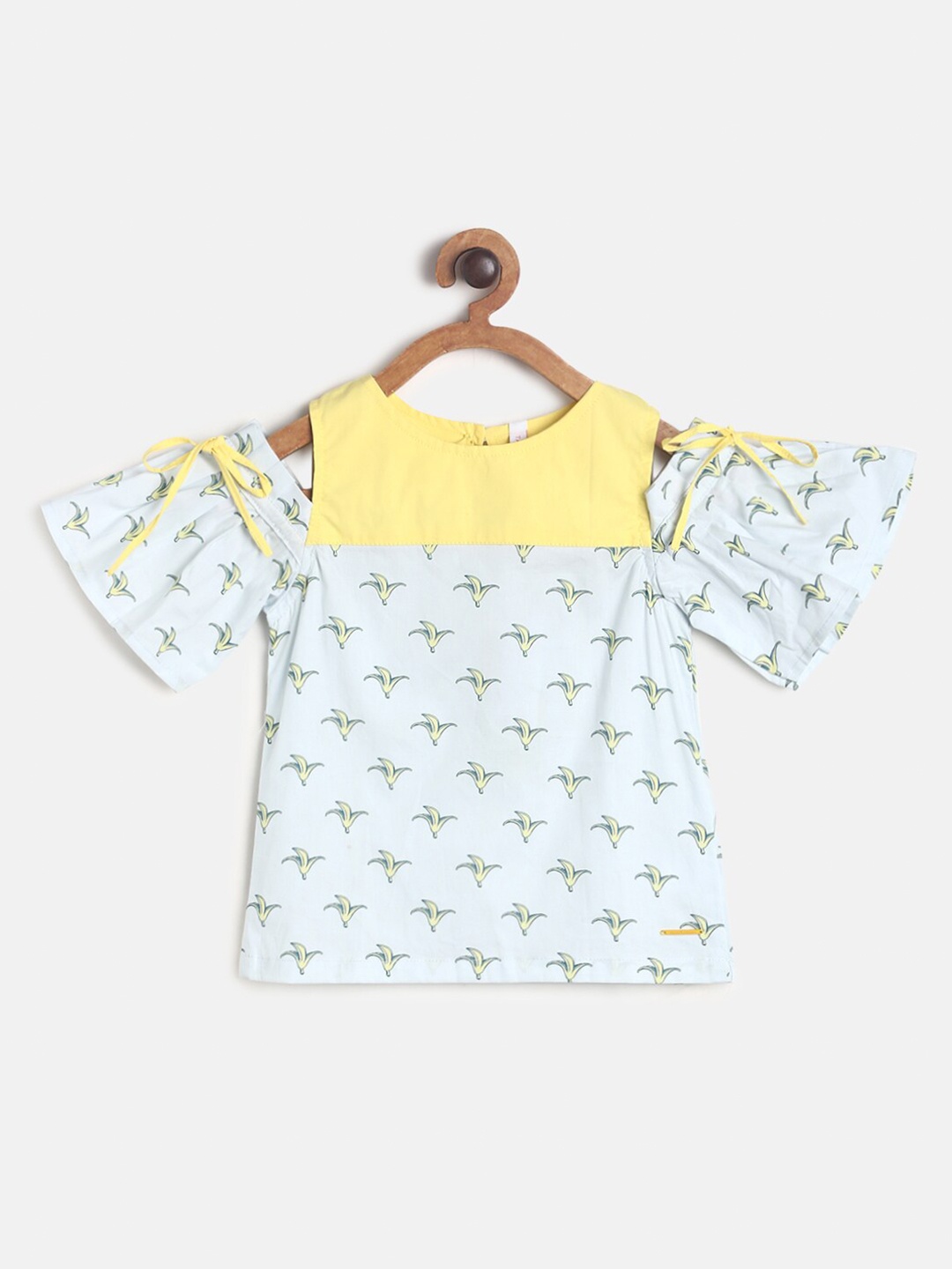 TALES & STORIES Girls Blue & Blue Floral Regular Top