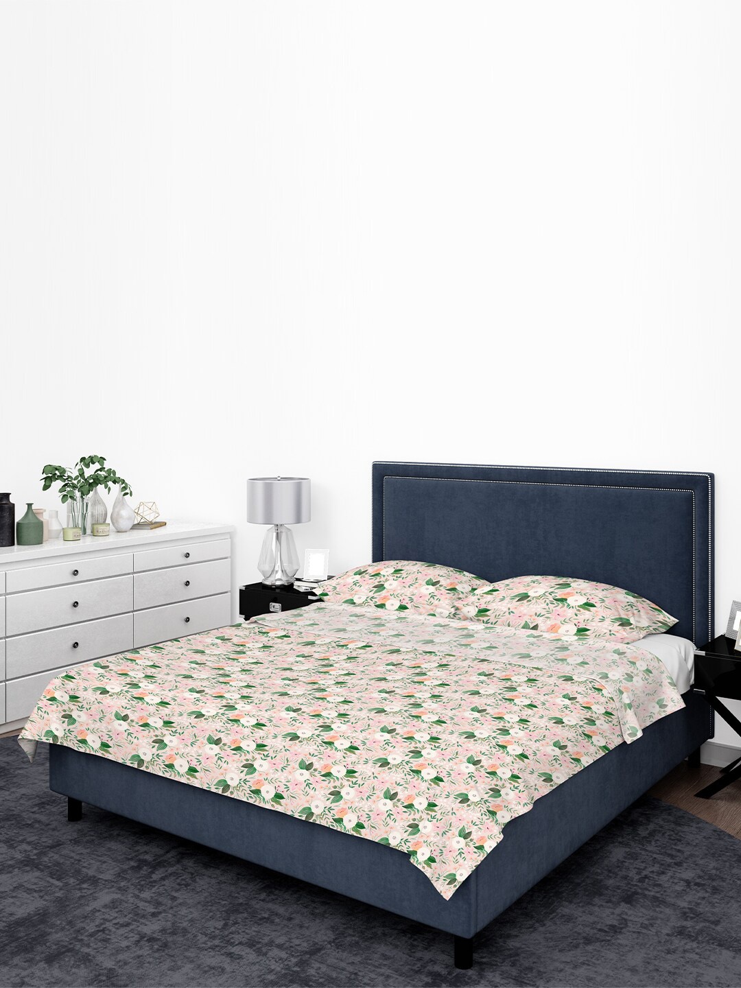 happywagon Multicoloured Floral Pure Cotton 300 TC Queen Bedsheet with 2 Pillow Covers, Multi
happywagon Multicoloured Floral Pure Cotton 300 TC Queen Bedsheet with 2 Pillow Covers, Multi