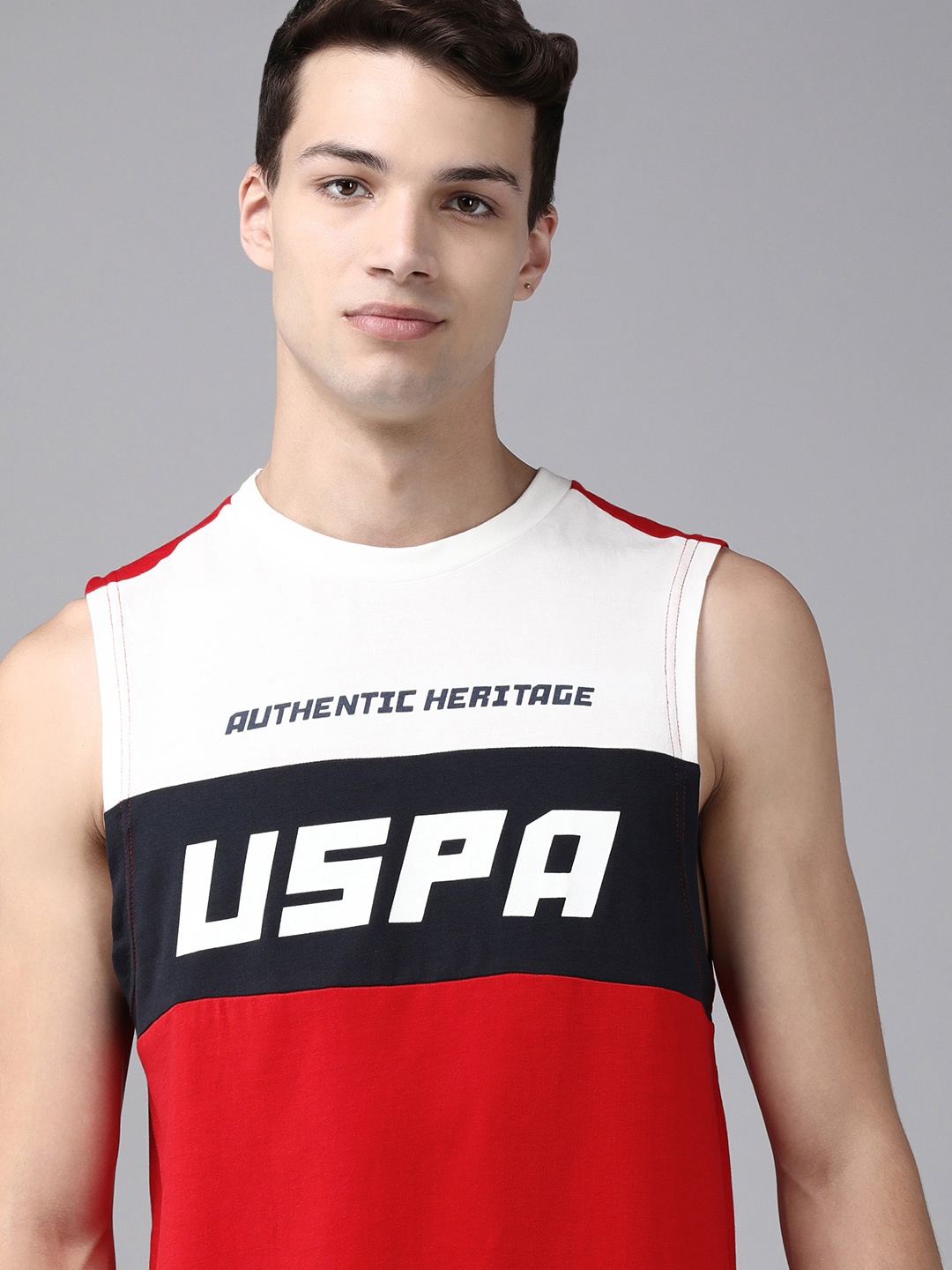 U.S. Polo Assn. Men White & Red Colourblocked Brand Logo Pure Cotton Lounge Wear T-Shirt
U.S. Polo Assn. Men White & Red Colourblocked Brand Logo Pure Cotton Lounge Wear T-Shirt