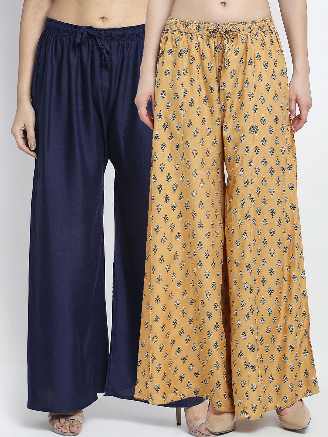 GRACIT Women Pack of 2 Navy Blue & Beige Ethnic Motifs Printed Knitted Ethnic Palazzos
GRACIT Women Pack of 2 Navy Blue & Beige Ethnic Motifs Printed Knitted Ethnic Palazzos
