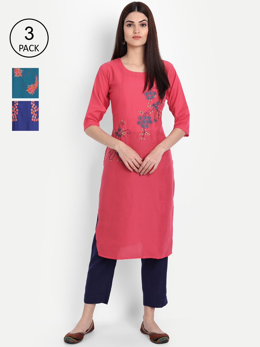7Threads Women Multicoloured & geranium Ethnic Motifs Embroidered Thread Work Kurta, Multi
7Threads Women Multicoloured & geranium Ethnic Motifs Embroidered Thread Work Kurta, Multi