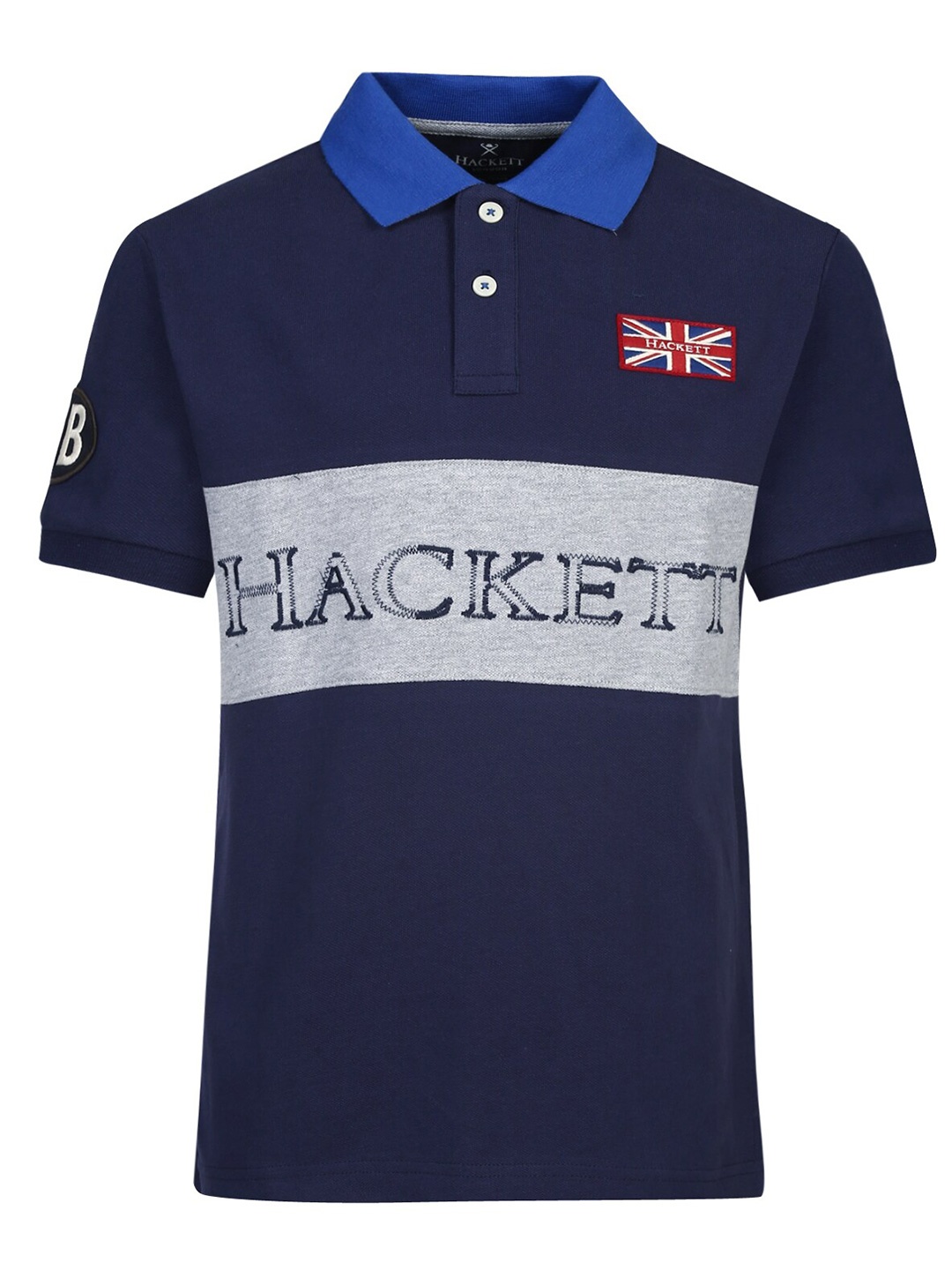 HACKETT LONDON Boys Navy Blue Cotton Polo Collar T-shirt