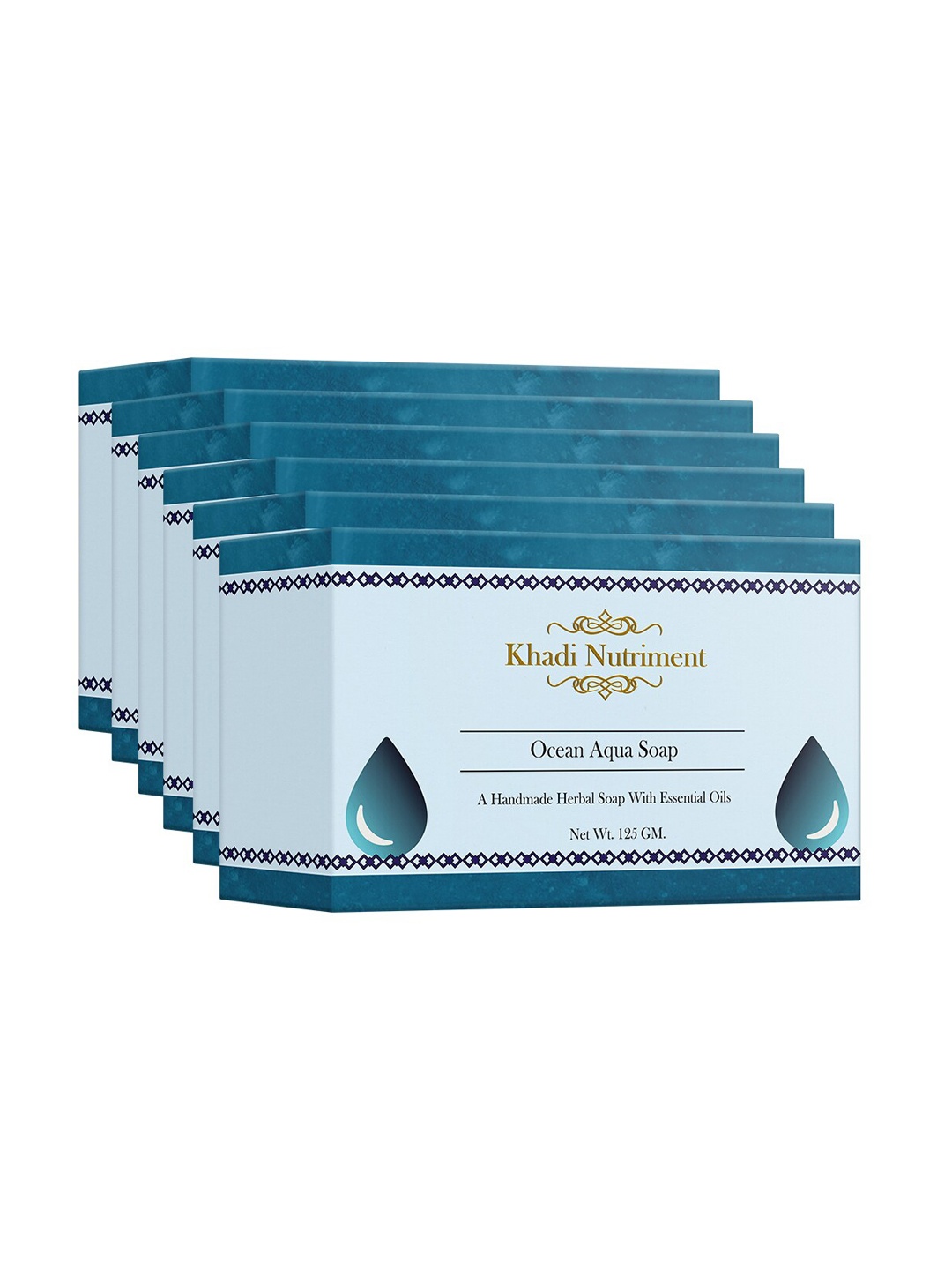 Nutriment Set of 6 Khadi Ocean Aqua Soap 750gm, Blue