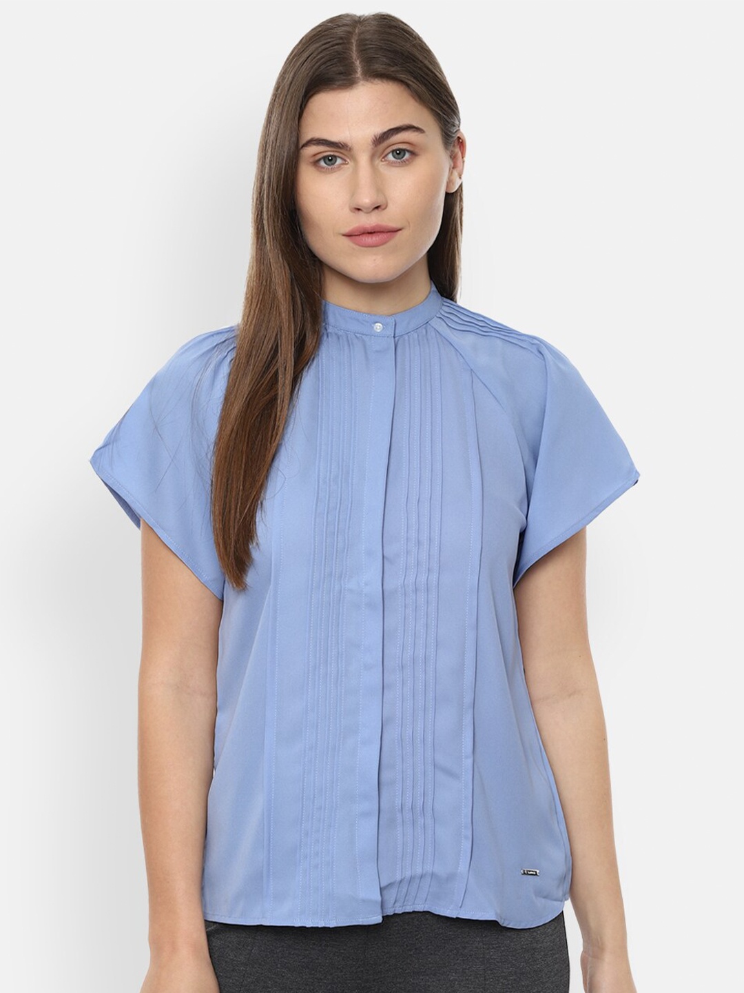 Van Heusen Woman Women Blue Opaque Casual Shirt