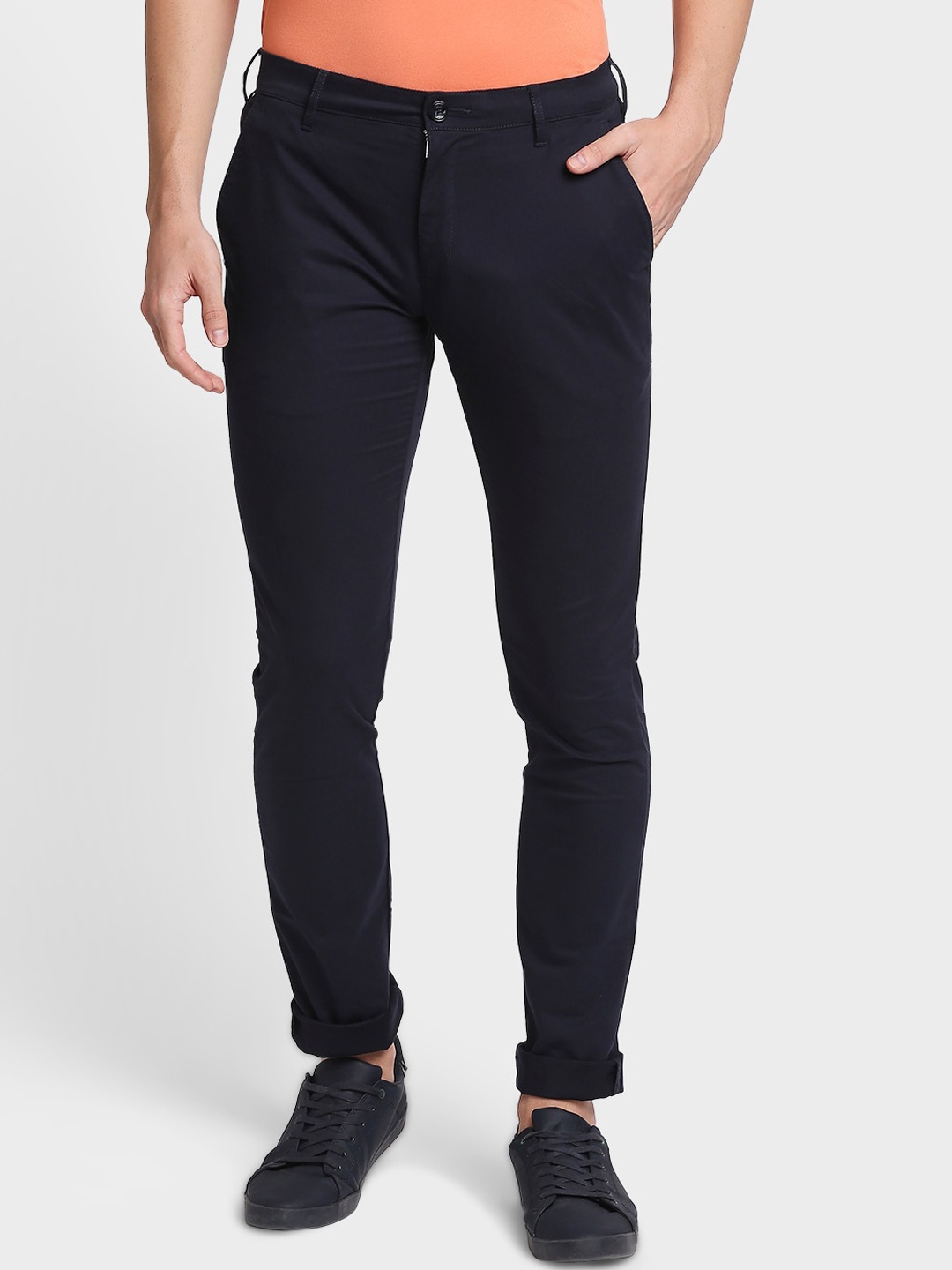 ColorPlus Men Navy Blue Chinos Trousers