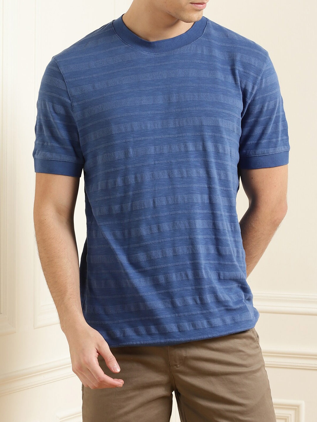 Ted Baker Men Blue Striped T-shirt