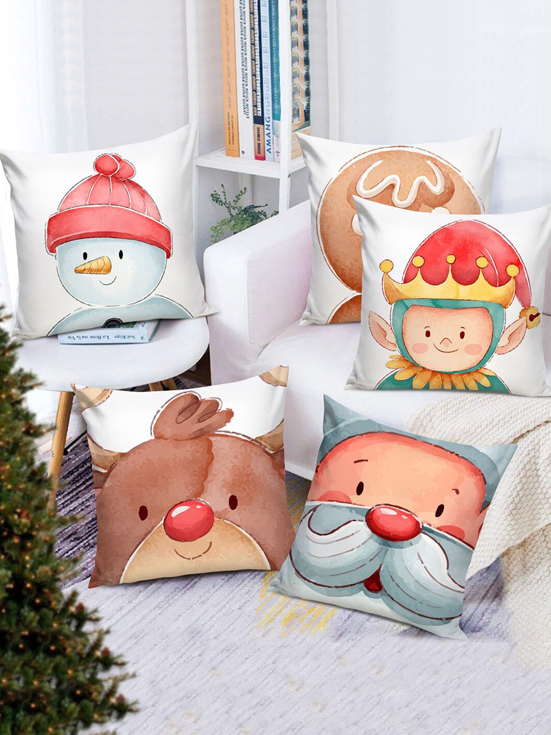 TIED RIBBONS Multicoloured Set of 5 Christmas Decoration Printed Square Cushion Covers, Multi
TIED RIBBONS Multicoloured Set of 5 Christmas Decoration Printed Square Cushion Covers, Multi
