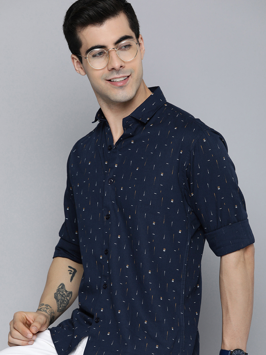 Mast & Harbour Men Navy Blue Conversational Opaque Printed Pure Cotton Casual Shirt
Mast & Harbour Men Navy Blue Conversational Opaque Printed Pure Cotton Casual Shirt