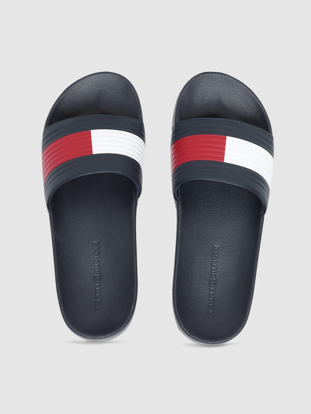 Tommy Hilfiger Men Navy Blue & Red Colourblocked Sliders