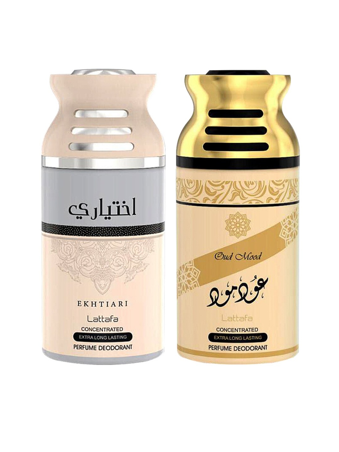 Lattafa Set Of 2 Peach-Coloured Ekhtiari & Oud Mood Perfumed Deodorant Body Spray 250ml
Lattafa Set Of 2 Peach-Coloured Ekhtiari & Oud Mood Perfumed Deodorant Body Spray 250ml