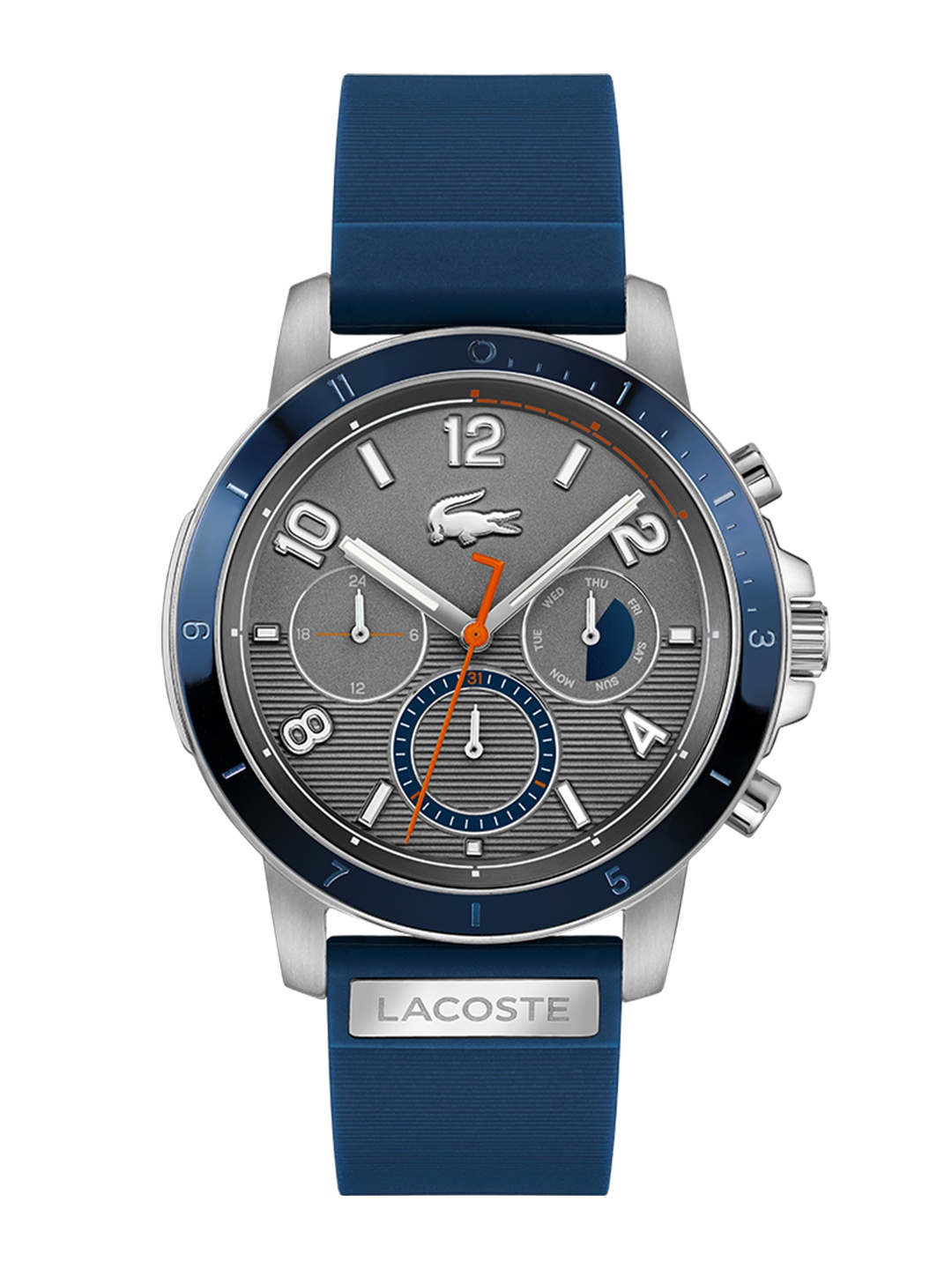 Lacoste Men Grey Brass Dial & Blue Bracelet Style Straps Analogue Multi Function Watch 2011120
Lacoste Men Grey Brass Dial & Blue Bracelet Style Straps Analogue Multi Function Watch 2011120