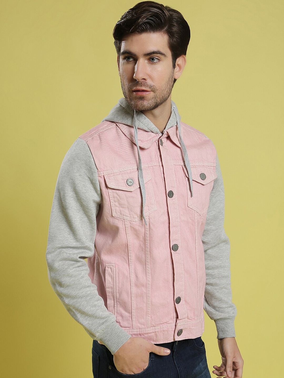 Campus Sutra Men Pink Lightweight Outdoor Open Front Jacket
