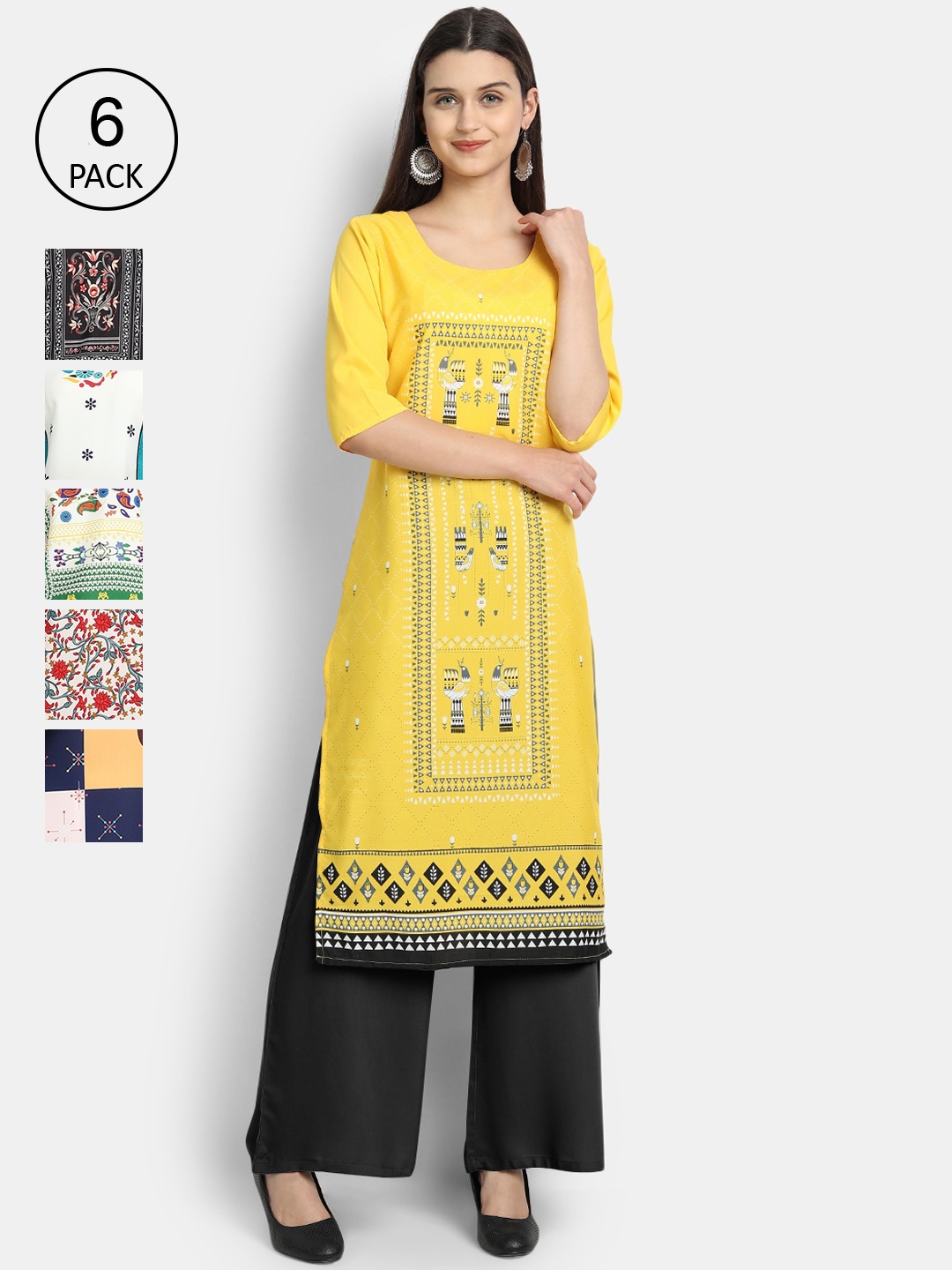 7Threads Women Multicoloured Ethnic Motifs Crepe Kurta, Multi