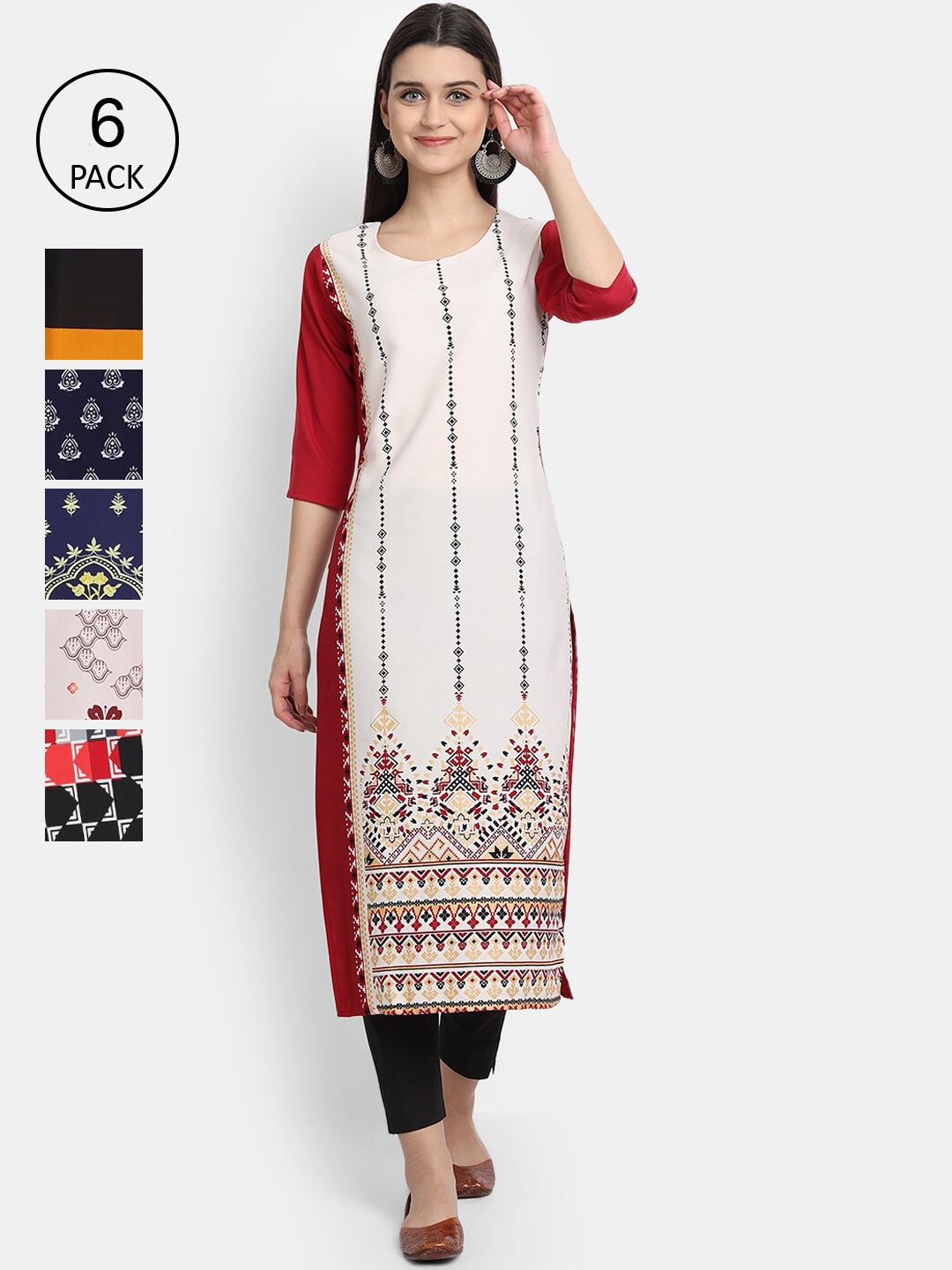 7Threads Women Multicoloured Geometric Printed Cold-Shoulder Sleeves Crepe Kurta, Multi
7Threads Women Multicoloured Geometric Printed Cold-Shoulder Sleeves Crepe Kurta, Multi