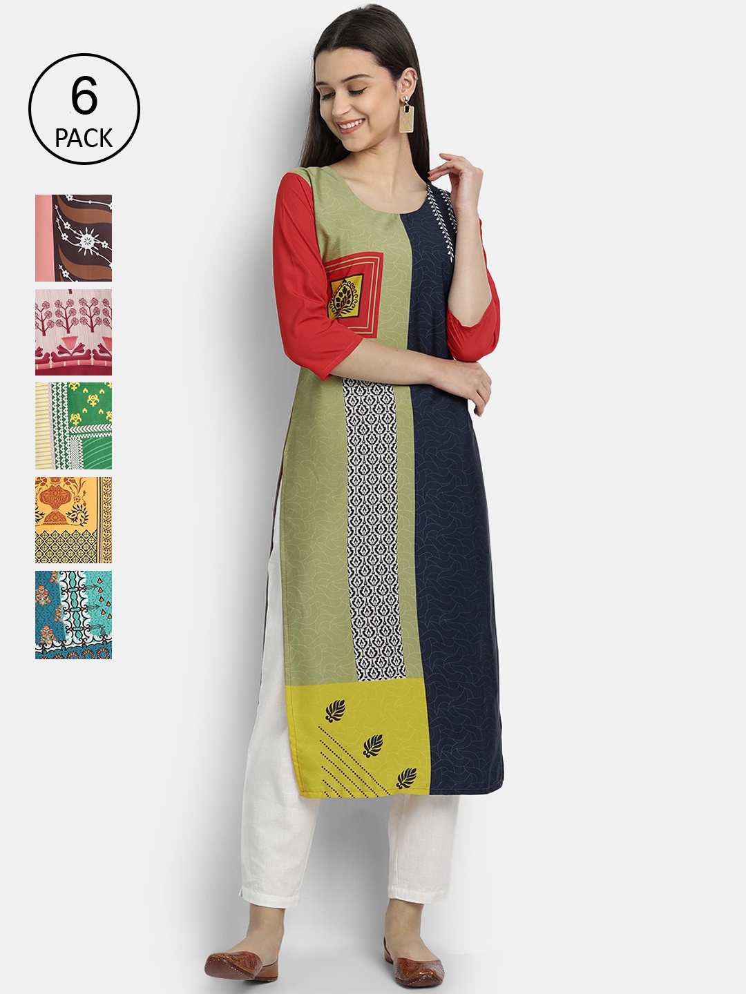 7Threads Women Multicoloured & dark sapphire Geometric Colourblocked Patchwork Crepe Kurta, Multi
7Threads Women Multicoloured & dark sapphire Geometric Colourblocked Patchwork Crepe Kurta, Multi
