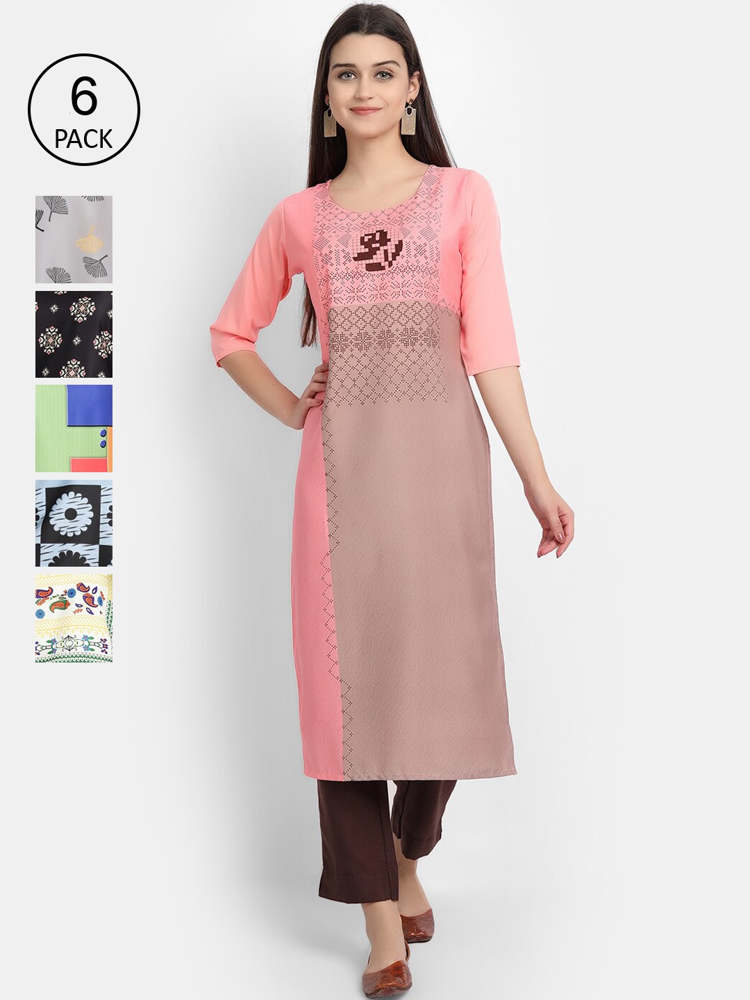 7Threads Women Multicoloured Ethnic Motifs Printed Crepe Kurta, Multi