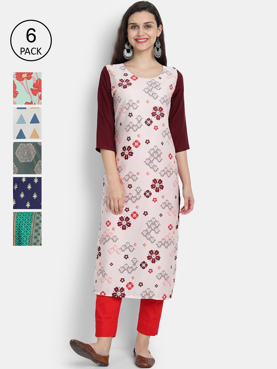 7Threads Women Multicoloured Quirky Printed Crepe Kurta, Multi
