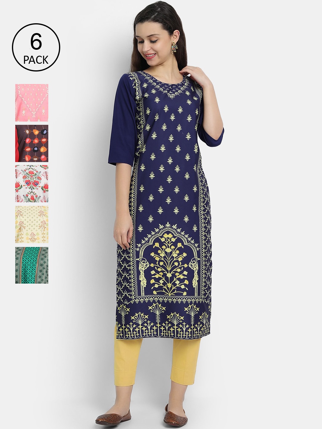 7Threads Women Multicoloured Quirky Printed Crepe Kurta, Multi