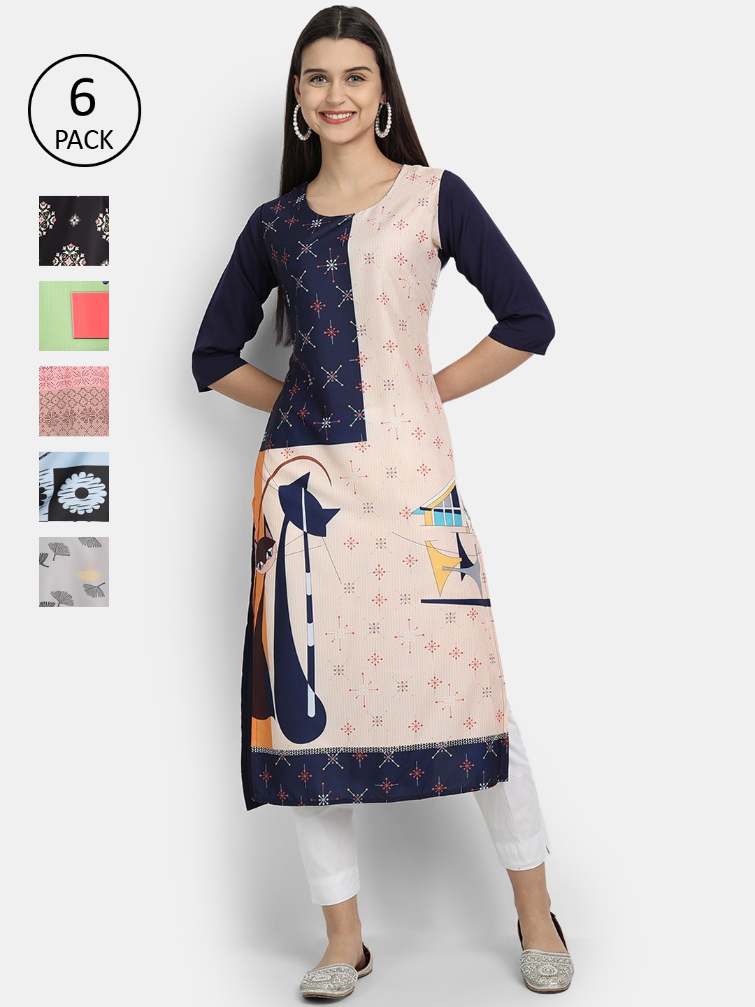 7Threads Women Multicoloured & peach blush Floral Printed Gotta Patti Crepe Kurta, Multi
7Threads Women Multicoloured & peach blush Floral Printed Gotta Patti Crepe Kurta, Multi