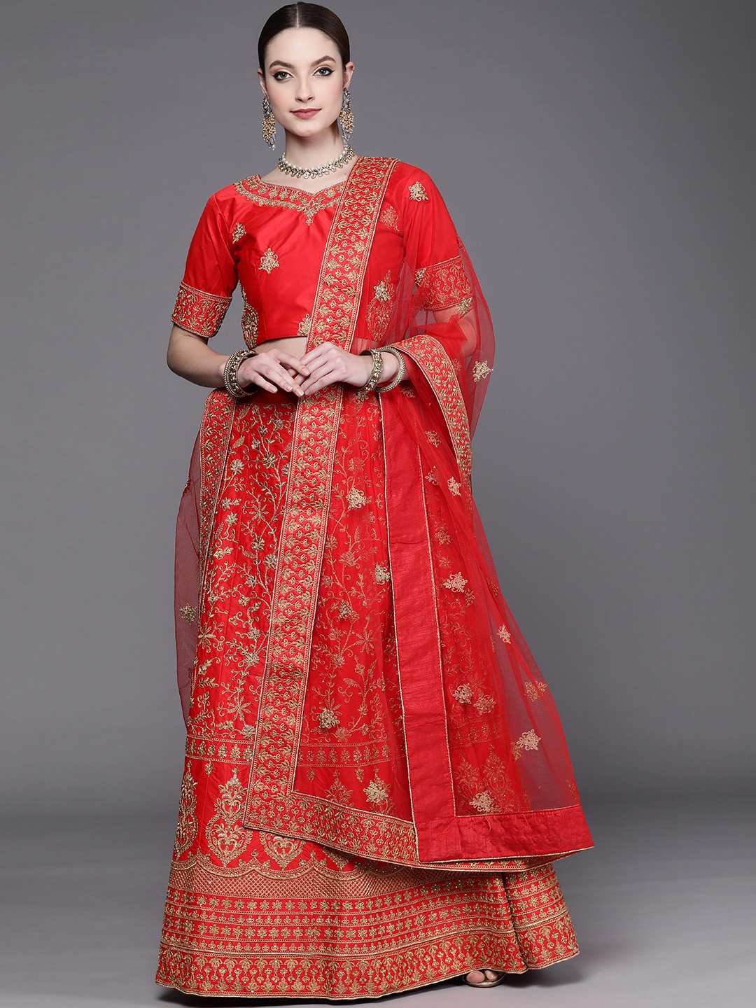 Mitera Red & Golden Embroidered Semi-Stitched Lehenga & Unstitched Blouse With Dupatta
Mitera Red & Golden Embroidered Semi-Stitched Lehenga & Unstitched Blouse With Dupatta