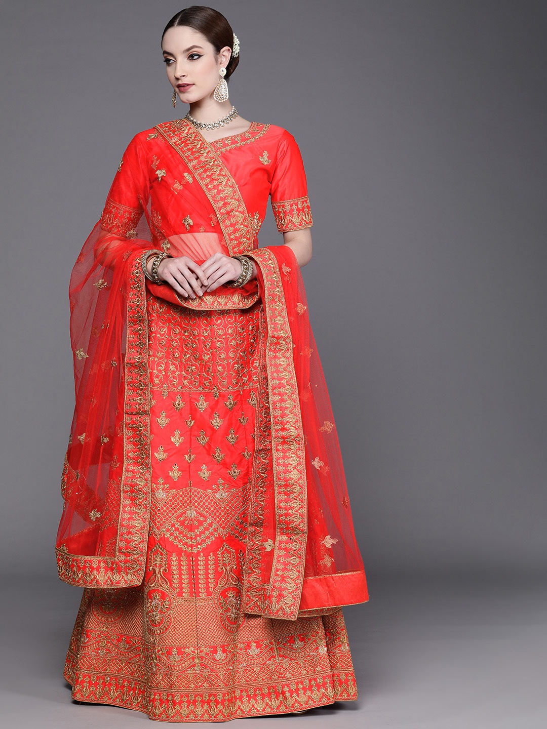Mitera Red & Golden Embroidered Semi-Stitched Lehenga & Unstitched Blouse with Dupatta
Mitera Red & Golden Embroidered Semi-Stitched Lehenga & Unstitched Blouse with Dupatta