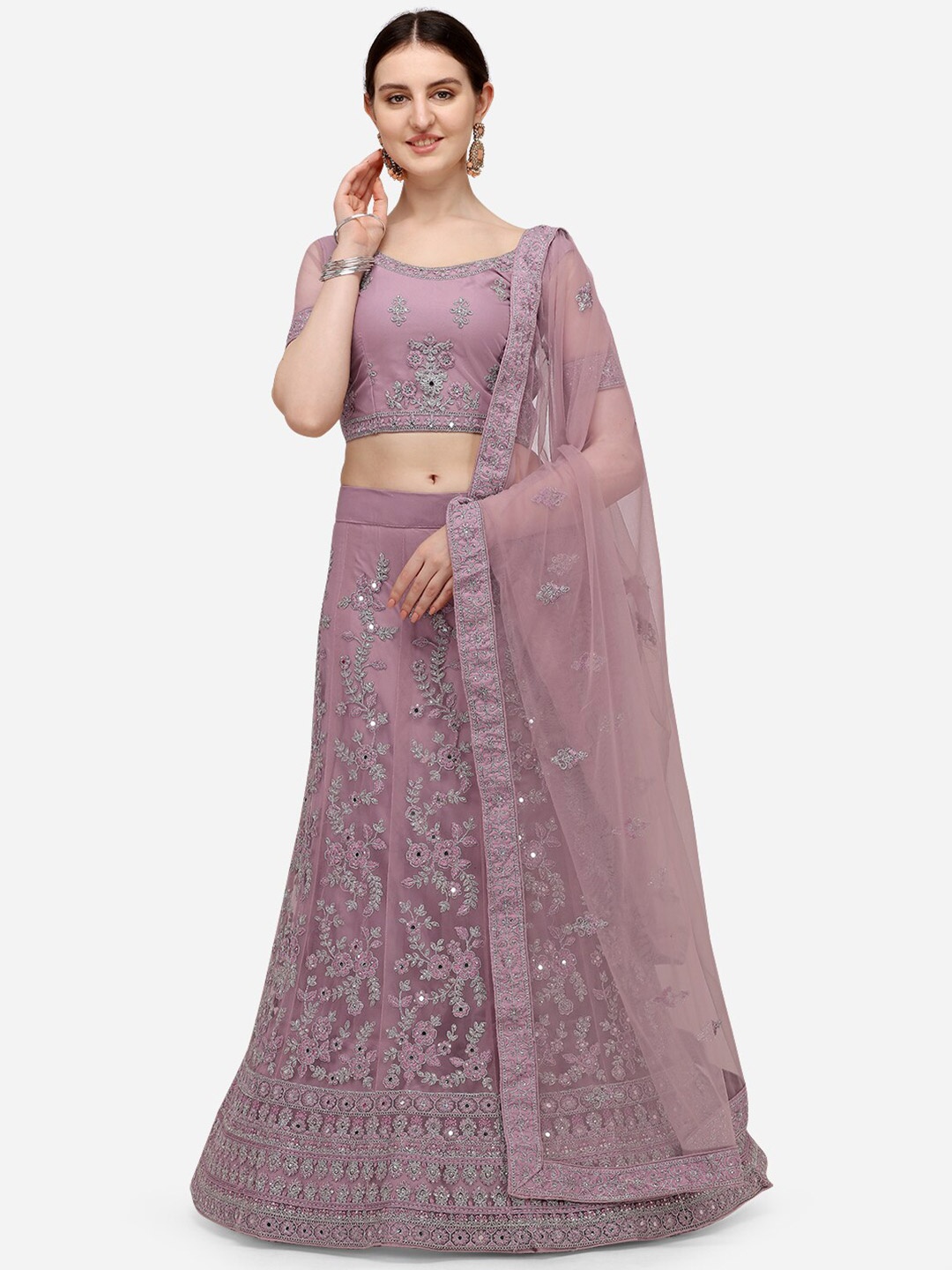 Netram Lavender & Silver-Toned Embroidered Semi-Stitched Lehenga & Choli With Dupatta
Netram Lavender & Silver-Toned Embroidered Semi-Stitched Lehenga & Choli With Dupatta