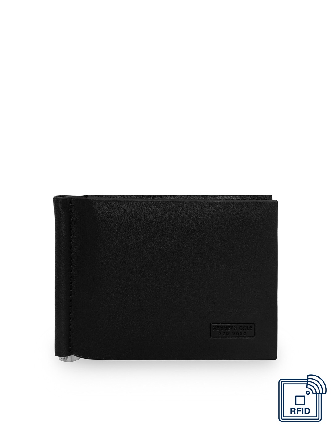 Kenneth Cole Men Black Leather Money Clip Wallet
