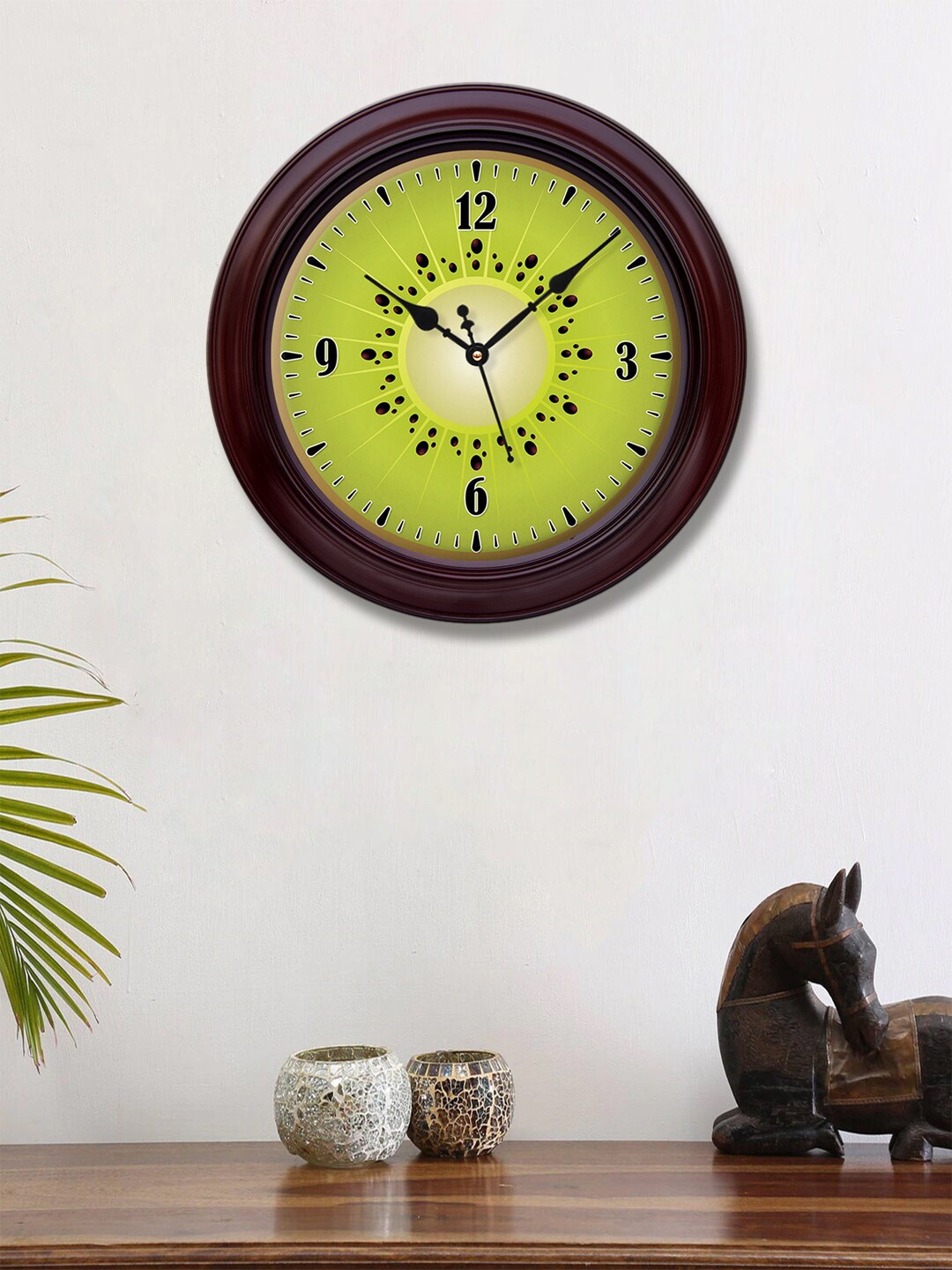 999Store Green & Brown Printed Contemporary Wall Clock