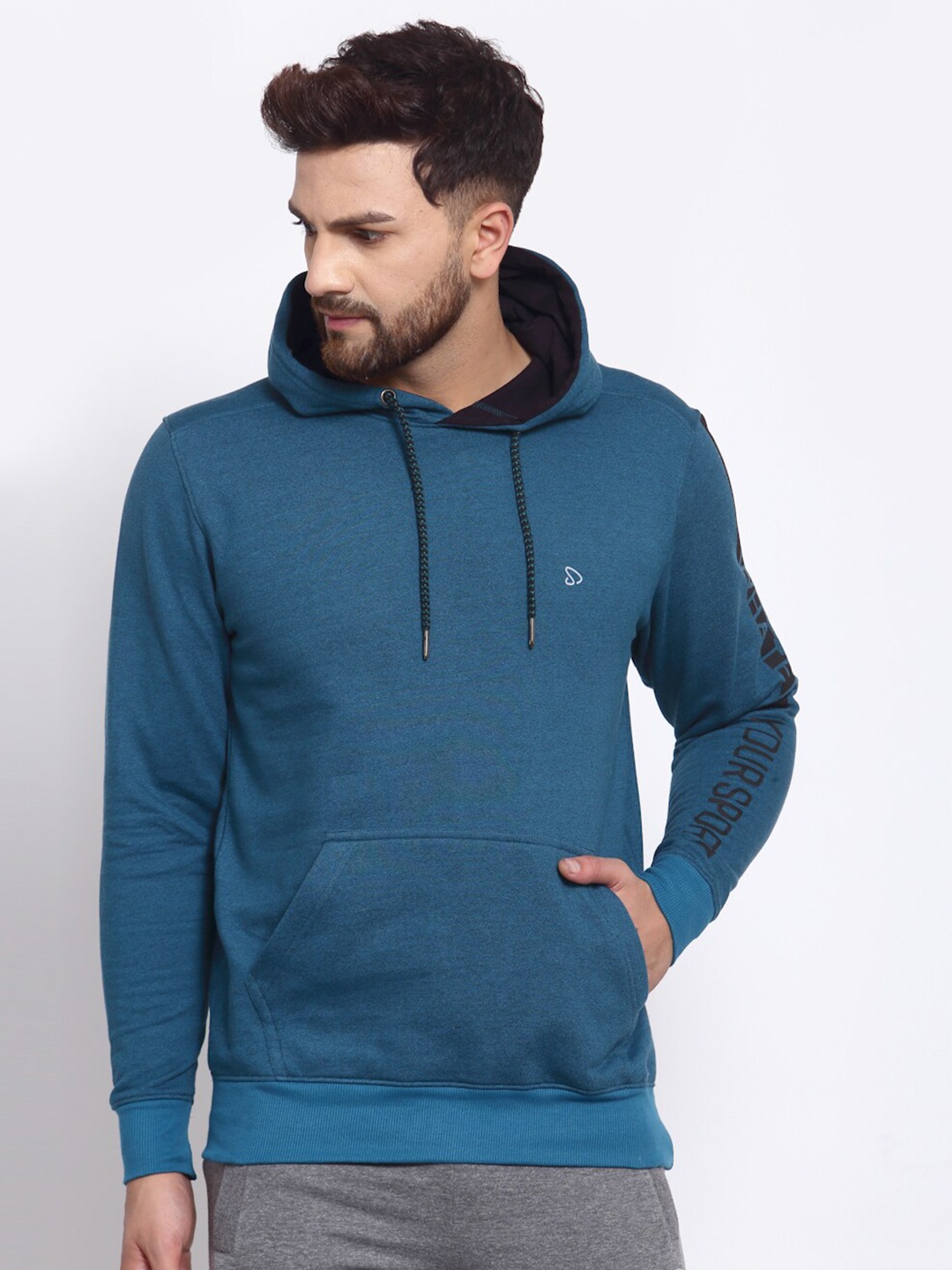 SPORTO Men Blue Hooded Sweatshirt