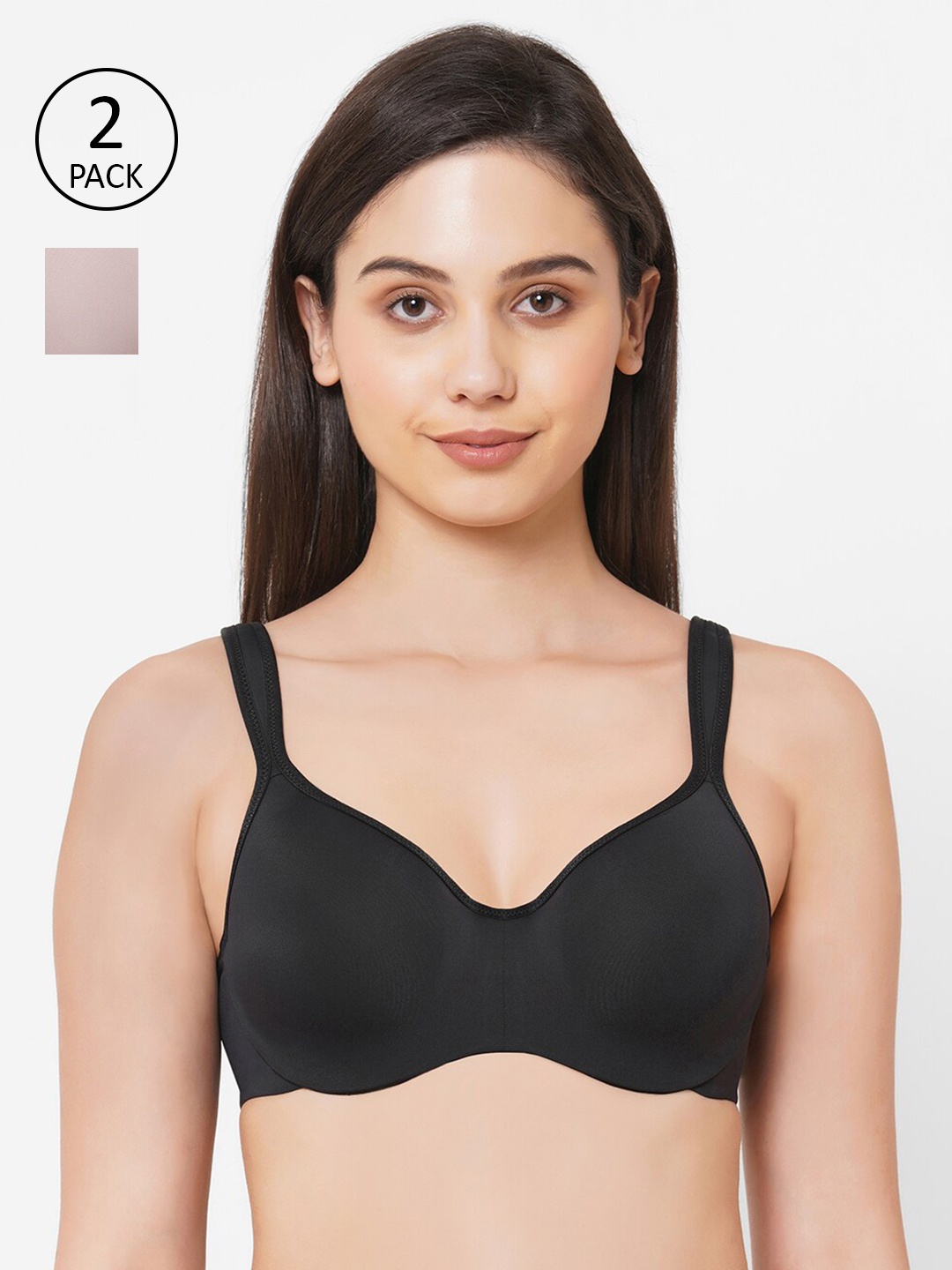 Soie Pack of 2 Full Coverage Padded Wired Sweetheart Neckline Seamless Cups Bra, Brown
Soie Pack of 2 Full Coverage Padded Wired Sweetheart Neckline Seamless Cups Bra, Brown