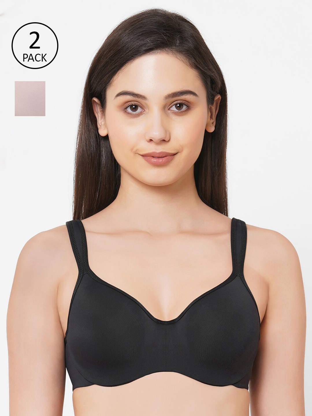 Soie Pack of 2 Full Coverage Padded Wired Sweetheart Neckline Seamless Cups Bra, Brown
Soie Pack of 2 Full Coverage Padded Wired Sweetheart Neckline Seamless Cups Bra, Brown