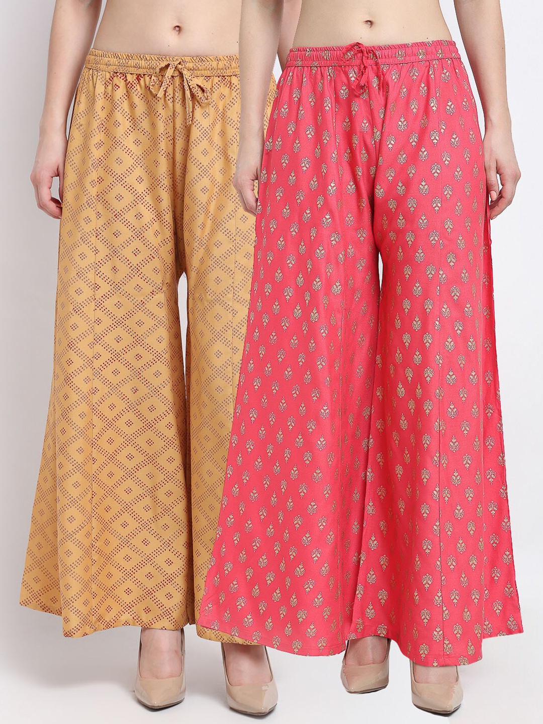 GRACIT Women Beige & Pink Pack of 2 Ethnic Motifs Printed Flared Knitted Ethnic Palazzos
GRACIT Women Beige & Pink Pack of 2 Ethnic Motifs Printed Flared Knitted Ethnic Palazzos