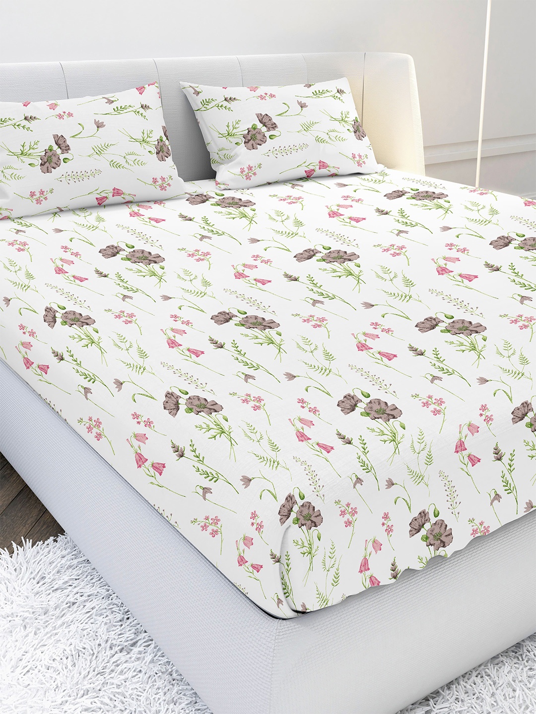 MAYFAIR HOMES LONDON Off White & Green Floral 210 TC Queen Bedsheet with 2 Pillow Covers
MAYFAIR HOMES LONDON Off White & Green Floral 210 TC Queen Bedsheet with 2 Pillow Covers