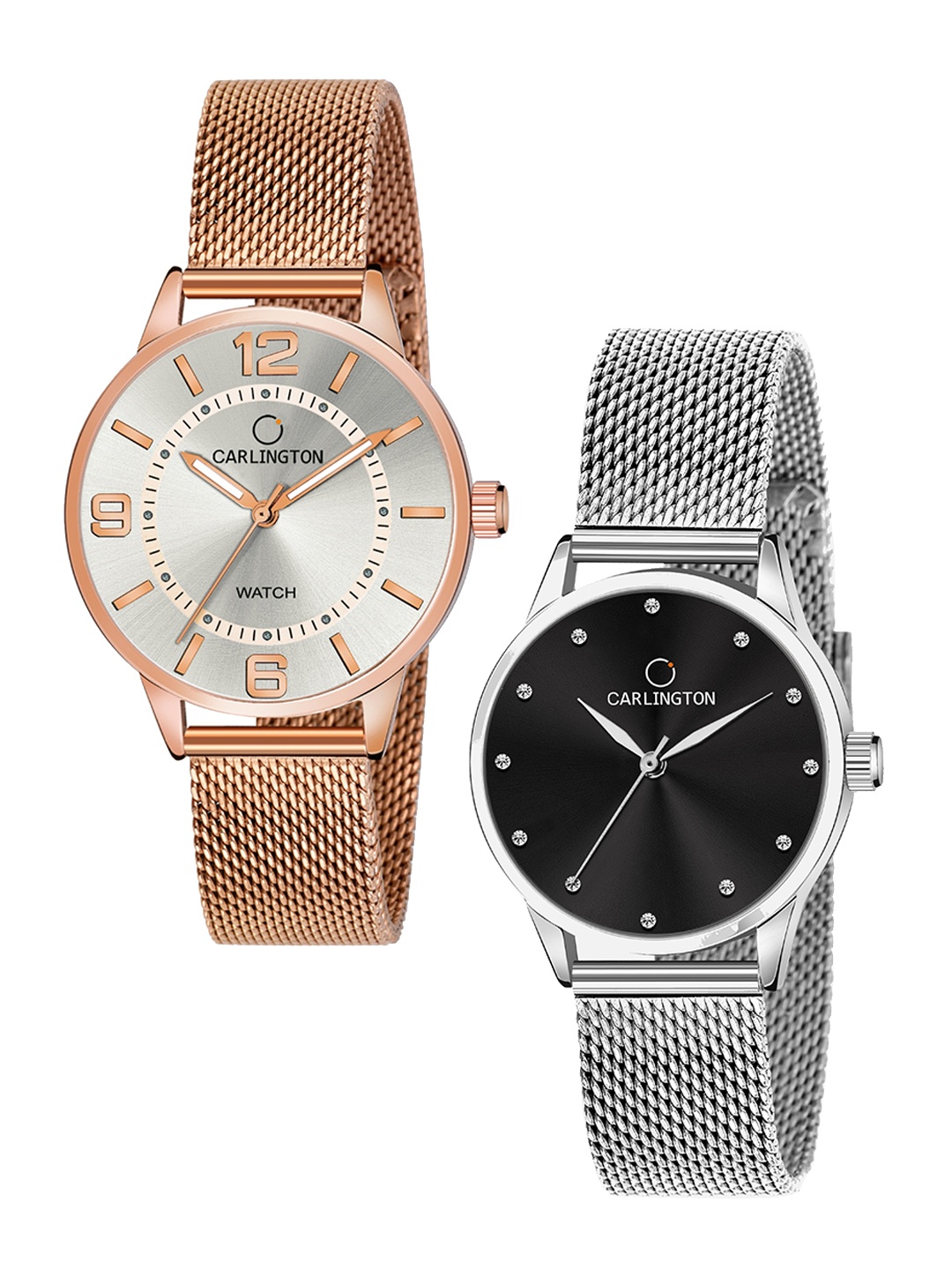 CARLINGTON Women Pack Of 2 Stainless Steel Bracelet Style Strap Analogue Watch, Rose gold
CARLINGTON Women Pack Of 2 Stainless Steel Bracelet Style Strap Analogue Watch, Rose gold