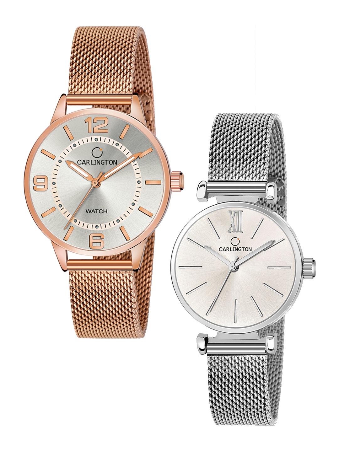 CARLINGTON Women Set Of 2 Multicoloured Dial & Stainless Steel Bracelet Analogue Watch CT2002 RoseWhite-CT2016 Silver, Multi
CARLINGTON Women Set Of 2 Multicoloured Dial & Stainless Steel Bracelet Analogue Watch CT2002 RoseWhite-CT2016 Silver, Multi