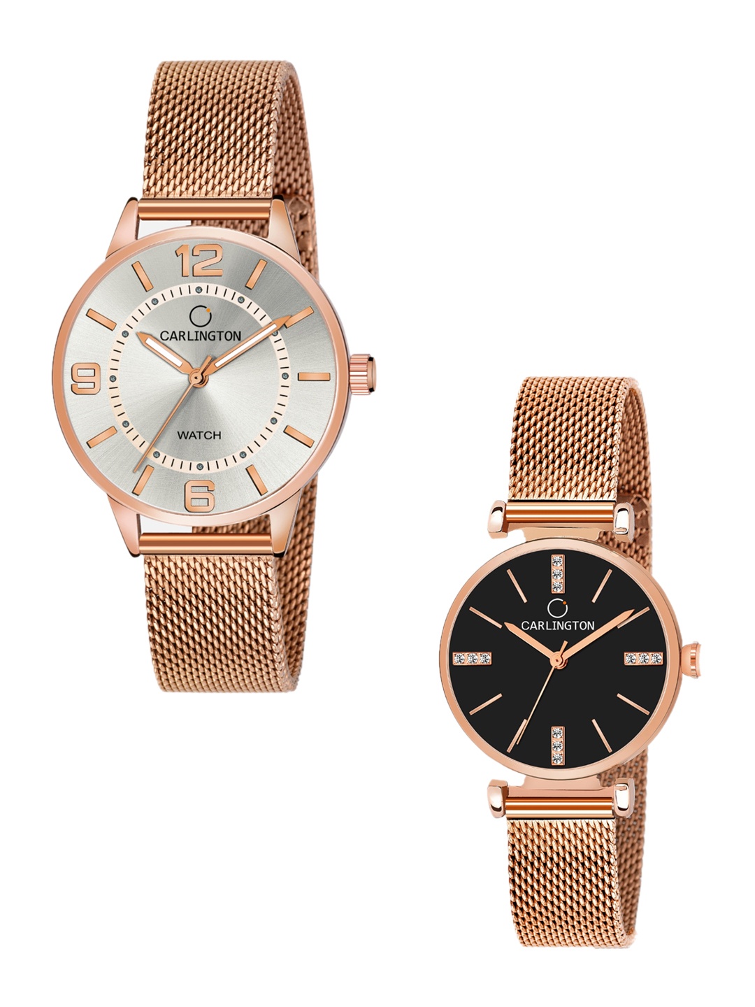 CARLINGTON Women Set Of 2 Multicoloured Dial & Stainless Steel Bracelet Analogue Watch CT2002 RoseWhite-CT2011 RoseBlack, Multi
CARLINGTON Women Set Of 2 Multicoloured Dial & Stainless Steel Bracelet Analogue Watch CT2002 RoseWhite-CT2011 RoseBlack, Multi
