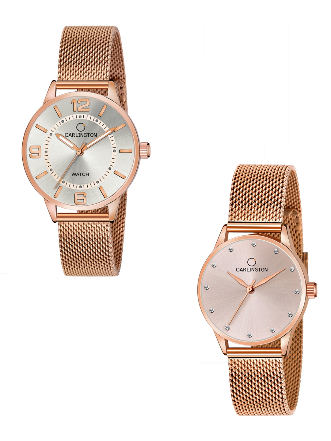 CARLINGTON Women Set Of 2 Multicoloured Dial & Stainless Steel Bracelet Analogue Watch CT2002 RoseWhite-CT2009 RoseGold, Multi
CARLINGTON Women Set Of 2 Multicoloured Dial & Stainless Steel Bracelet Analogue Watch CT2002 RoseWhite-CT2009 RoseGold, Multi