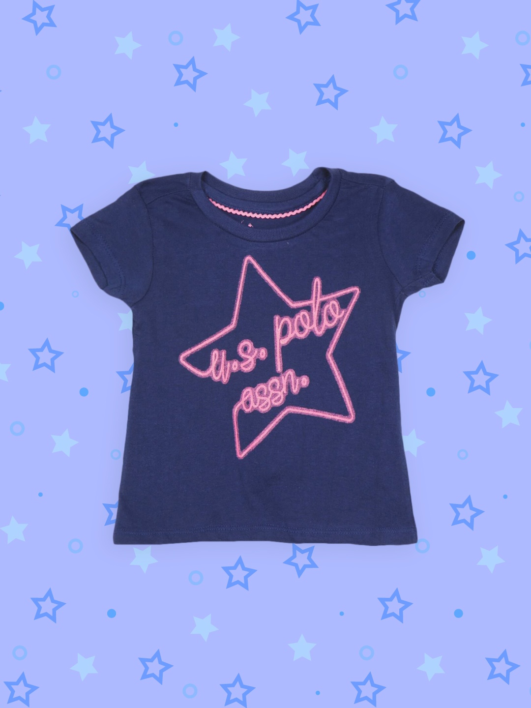 U.S. Polo Assn. Kids Girls Blue Printed T-shirt