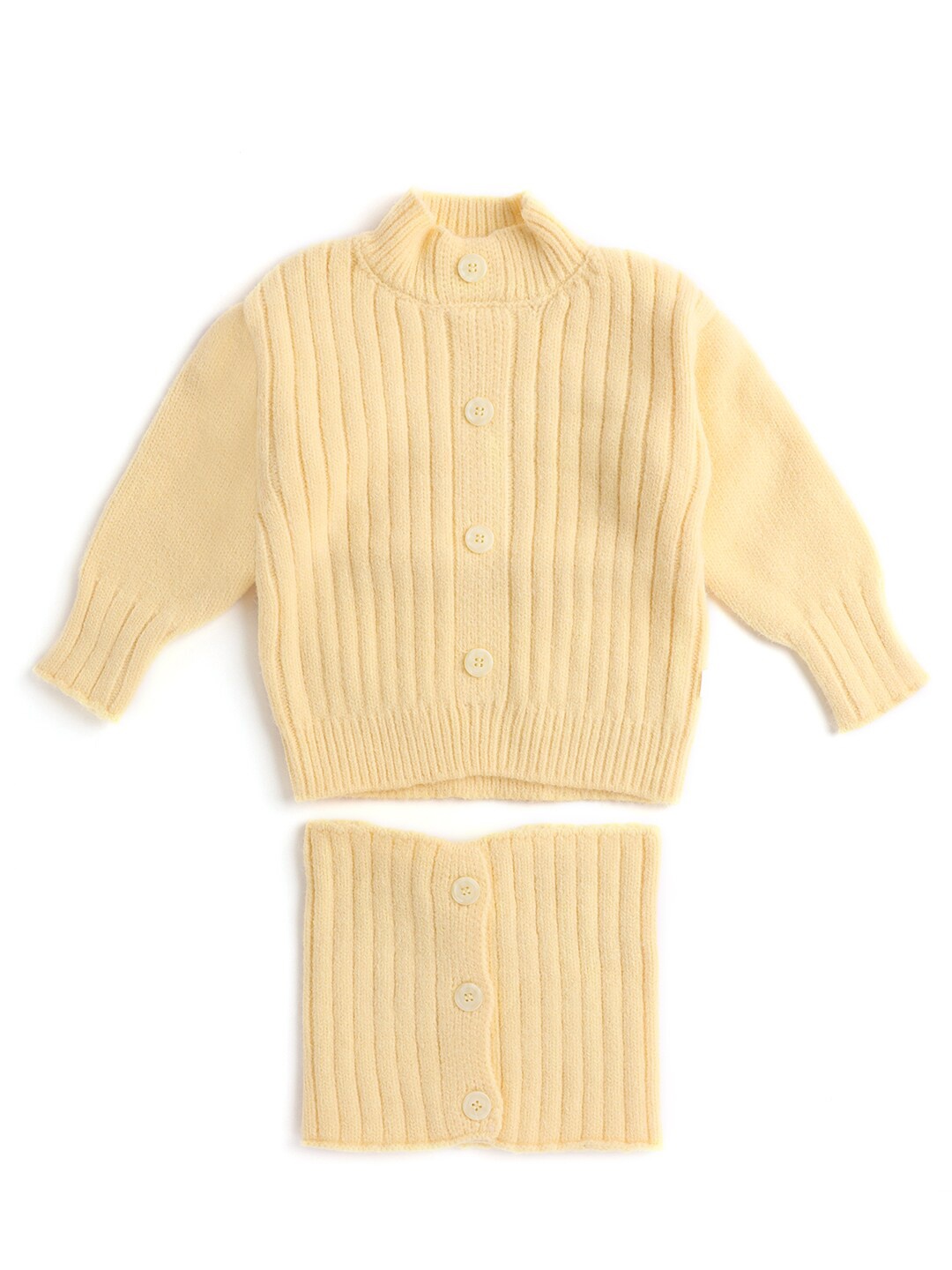 Hopscotch Girls Yellow Cardigan & Neck Warmer