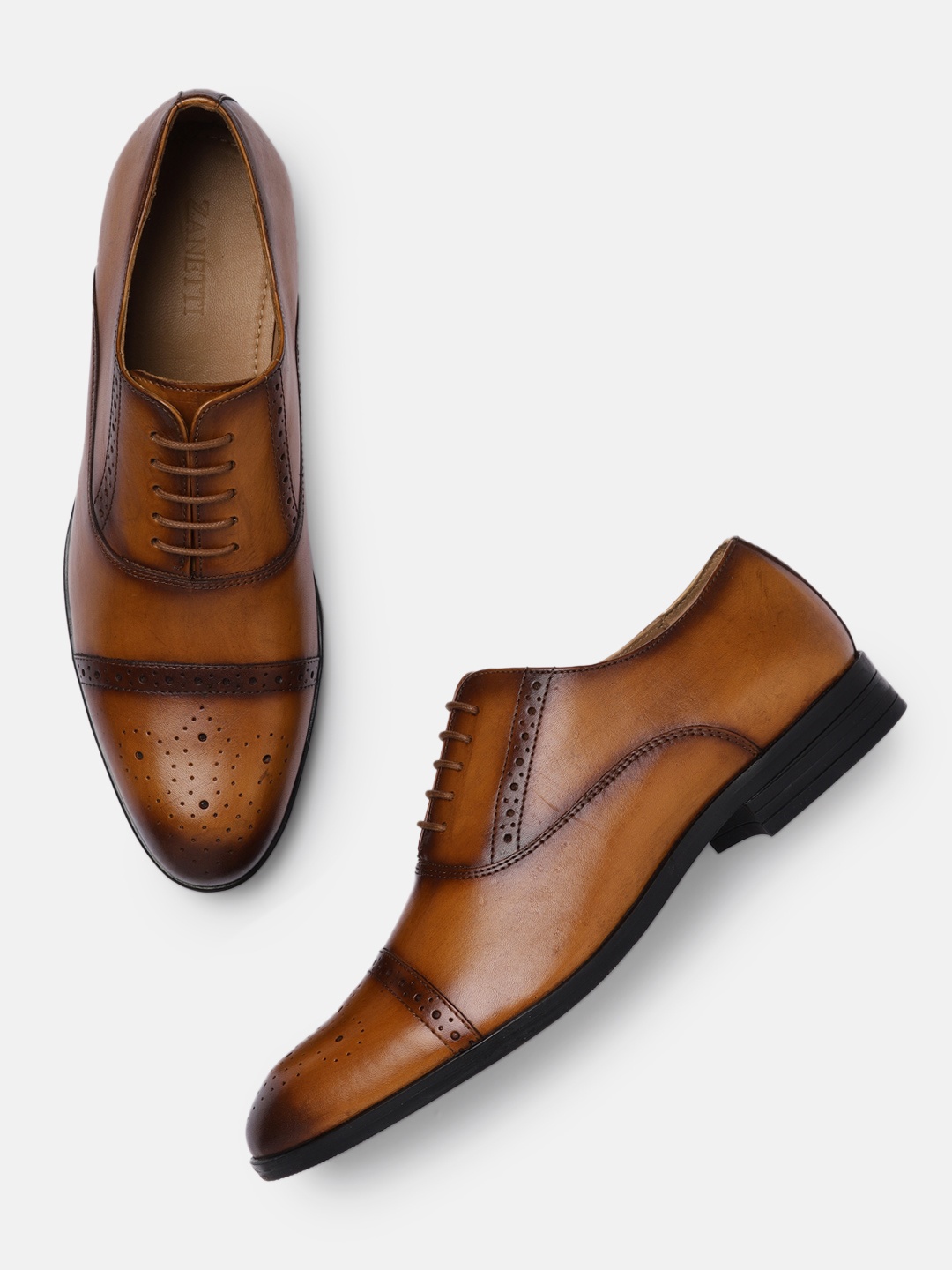 ZZANETTI Men Tan Brown Solid Genuine Leather Regular Formal Oxfords with Perforations
ZZANETTI Men Tan Brown Solid Genuine Leather Regular Formal Oxfords with Perforations