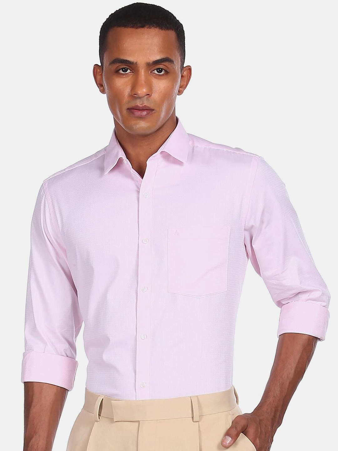 Arrow Men Pink Opaque Casual Shirt